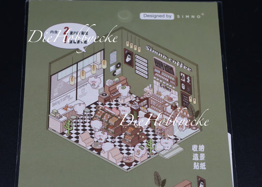 3D Scene Sticker Motiv Coffee Shop