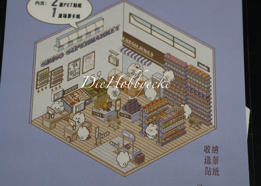 3D Scene Sticker Motiv Supermarkt