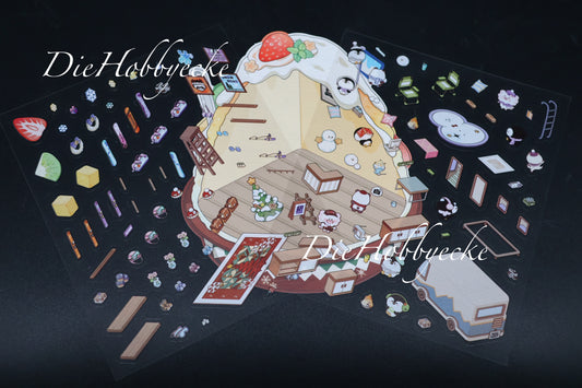 3D Scene Sticker - Motiv leckeres Eiscafé / Schneecafé