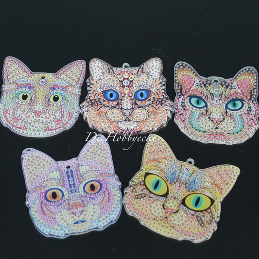 Diamond Painting Anhänger Katzenkoepfe