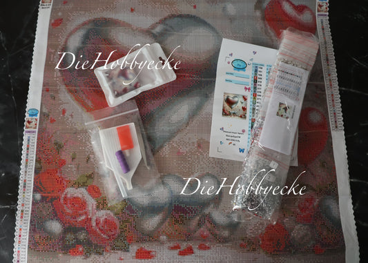 Diamond Painting Bild Kristall-Valentinsherzen