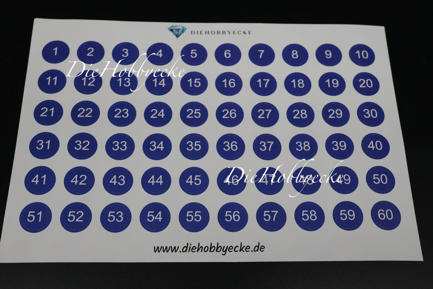 Diamond Painting Zahlen-Sticker 1-60