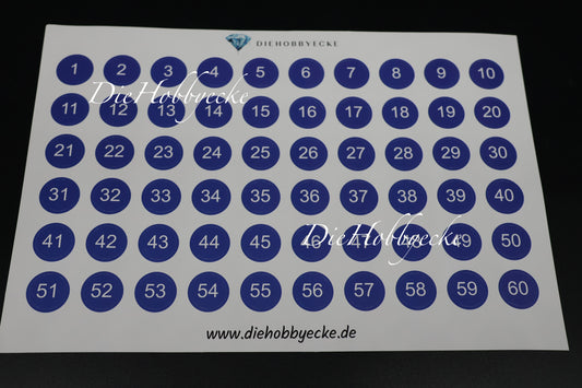 Diamond Painting Zahlen-Sticker 1-60