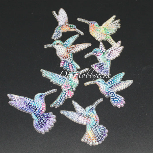 Diamond Painting 8 Kühlschrankmagnete mit bunten Kolibris