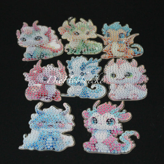 Diamond Painting Kühlschrankmagnete mit bunten Drachen
