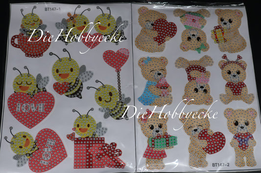 Diamond Painting LOVE Sticker Bienchen und Bärchen