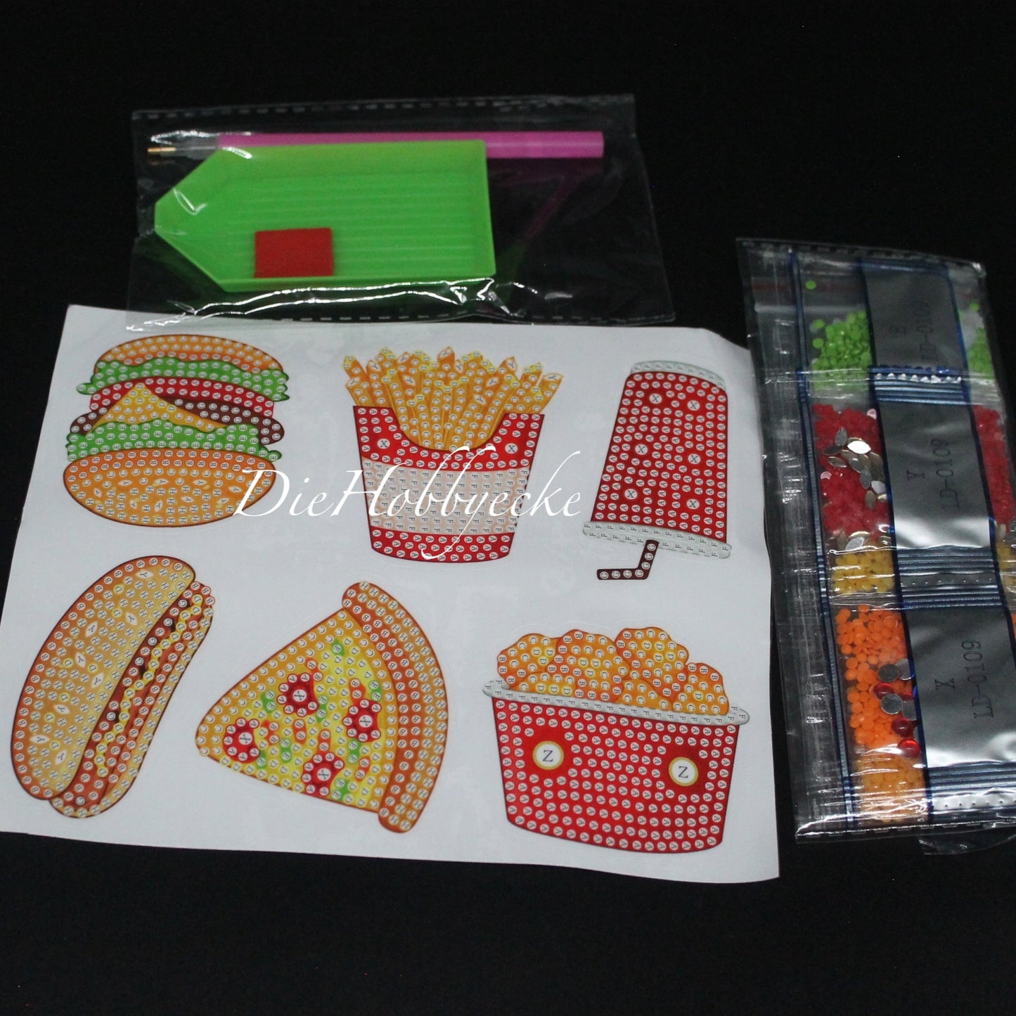 Diamond Painting Sticker-Set "Fast Food"