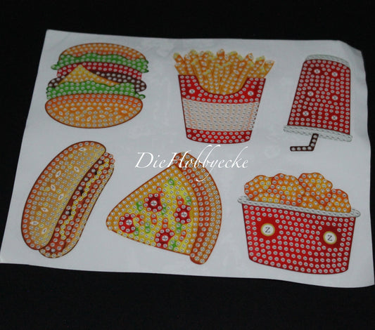 Diamond Painting Sticker-Set "Fast Food"