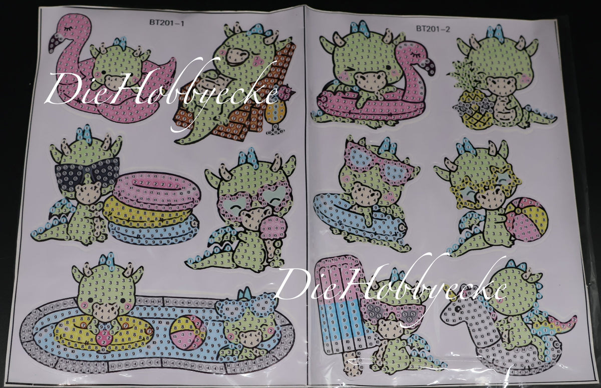 Diamond Painting putzige Sticker Bade-Drachen