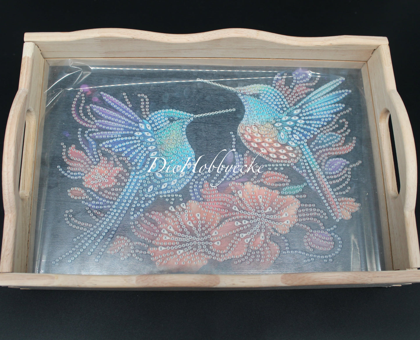 Diamond Painting Servier-Tablett mit Motiv Kolibris