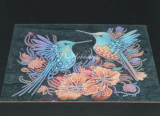 Diamond Painting Servier-Tablett mit Motiv Kolibris