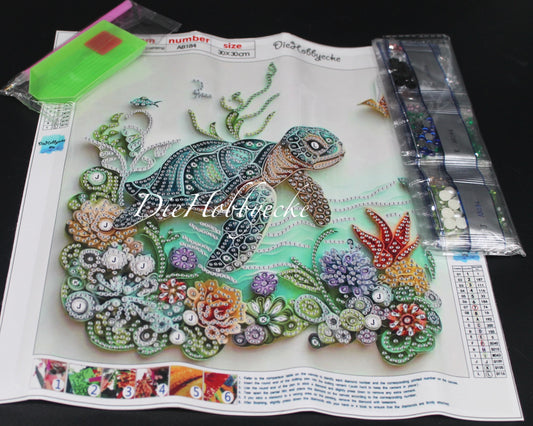 Diamond Painting Teilbild Schildkröte im Meer