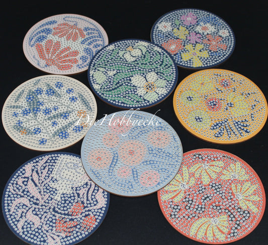 Diamond Painting 8 Untersetzer mit bunten Blumen