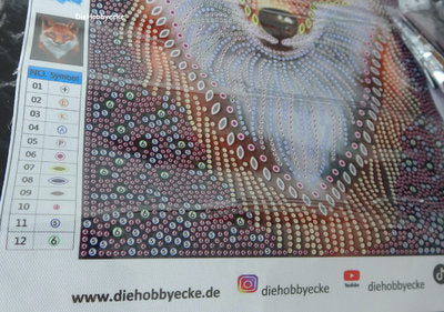 Diamond Painting Teilbild Fuchs mit Strass Steinen