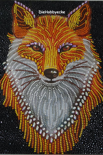 Diamond Painting Teilbild Fuchs mit Strass Steinen