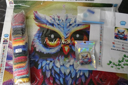 Diamond Painting Bild leuchtende Eule