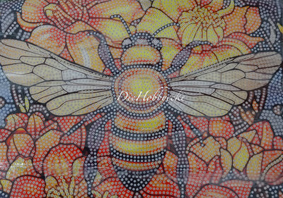 diamond painting Fensterbild mit orangen Bienen