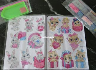 Diamond Painting Sticker Hase und Katze