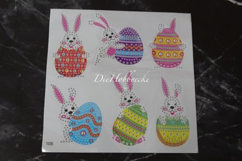 Diamond Painting Ostersticker mit Hasen und Eier