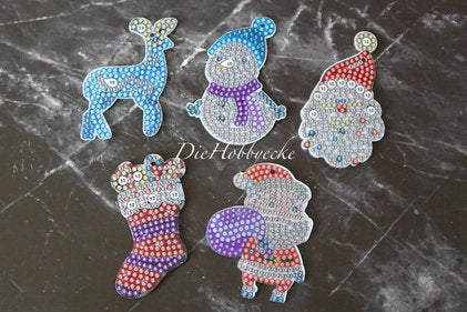 Diamond Painting 5 Weihnachts-Anhänger gemischt Set2