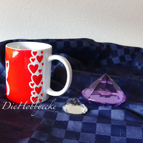 DieHobbyecke Tasse Herzchen und Katze in rot