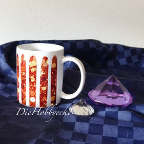 DieHobbyecke Tasse mit braunen glitzer Stäben