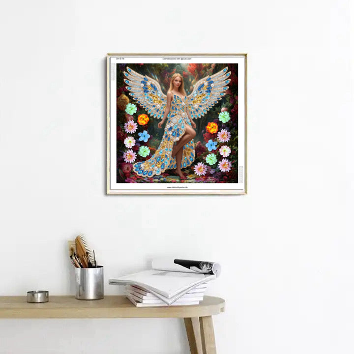 Diamond Painting Teilbild Blumen Engel