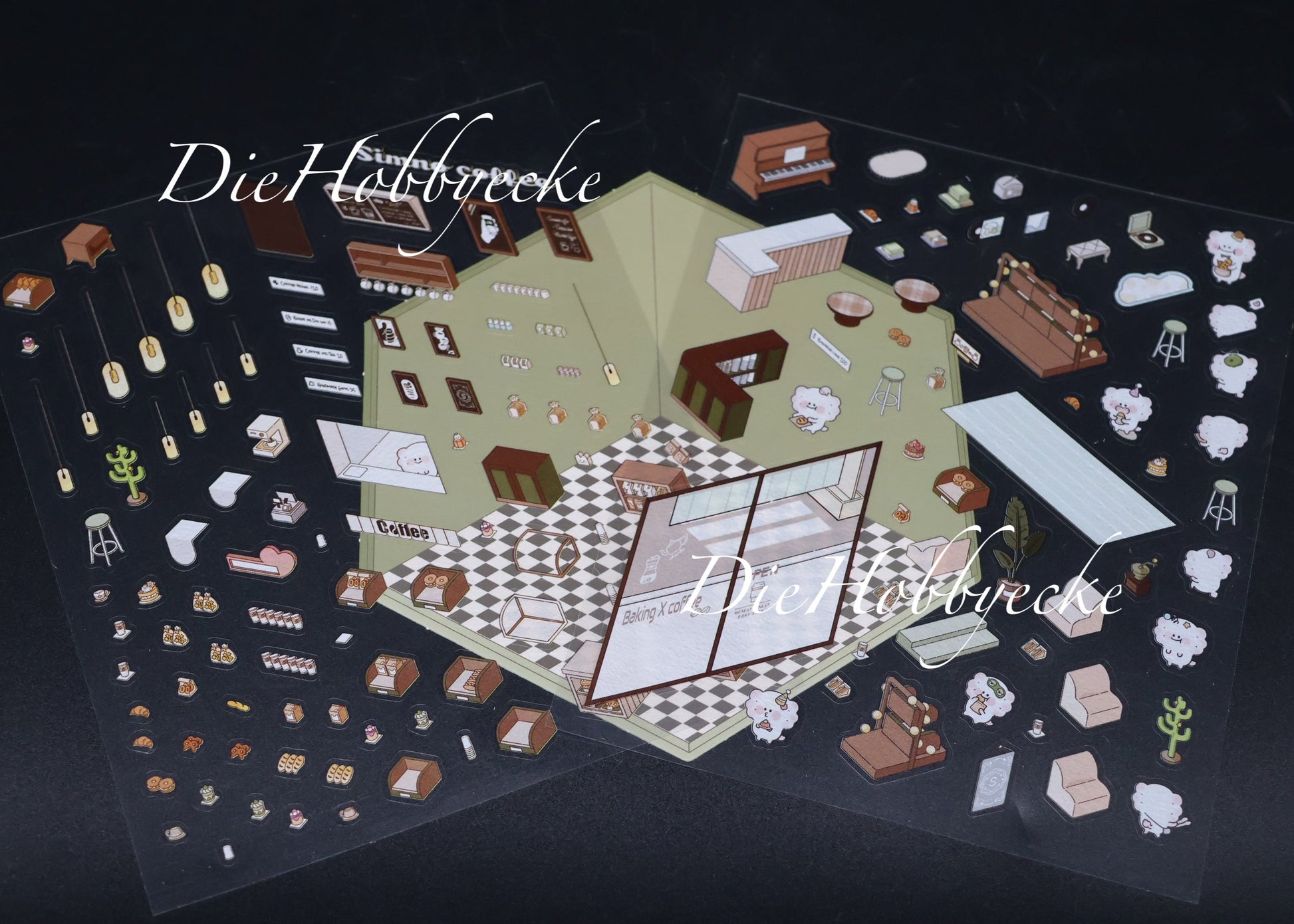 3D Scene Sticker Motiv Coffee Shop