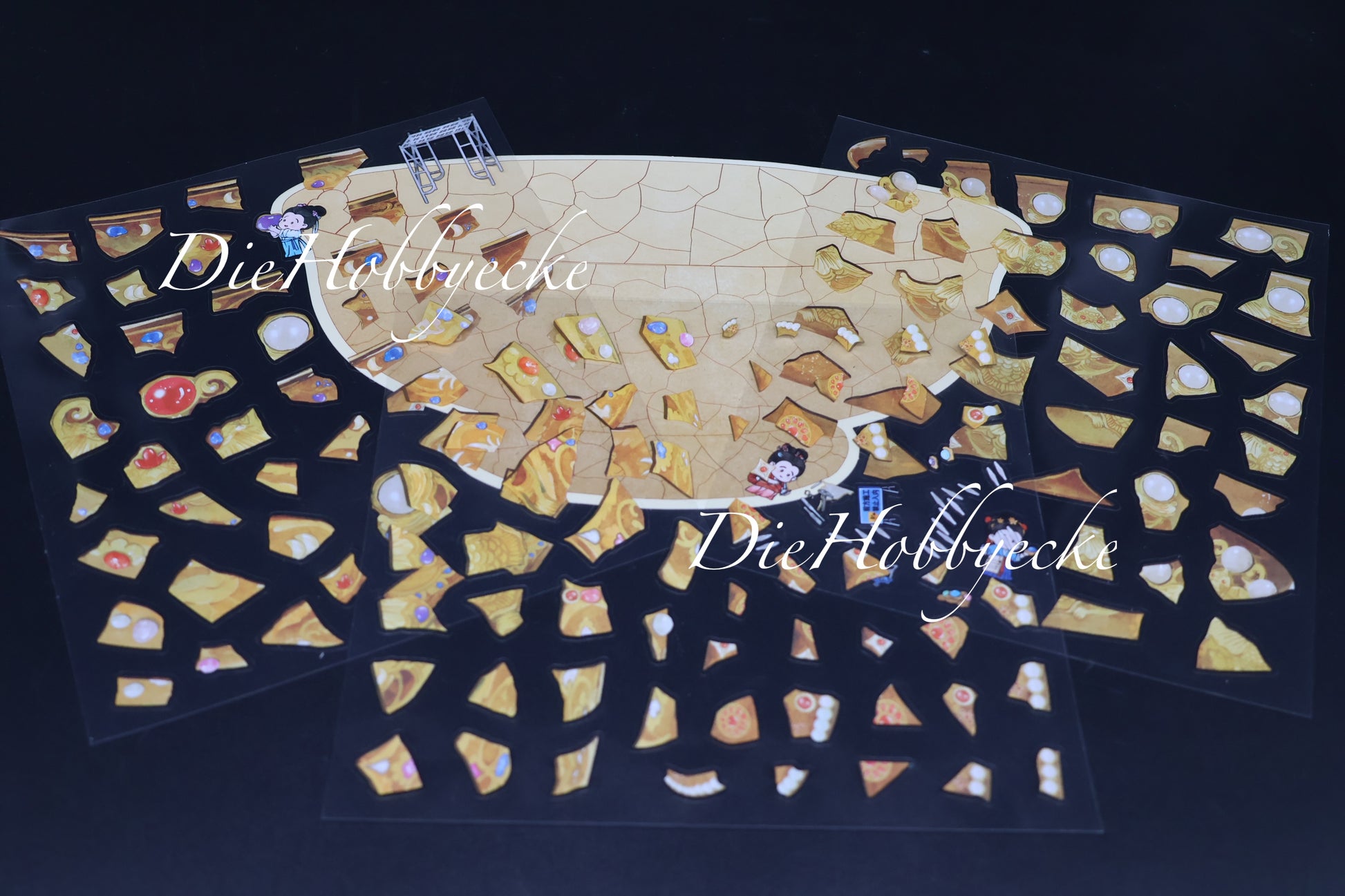 3D Scene Sticker als Puzzle chinesische Goldschale