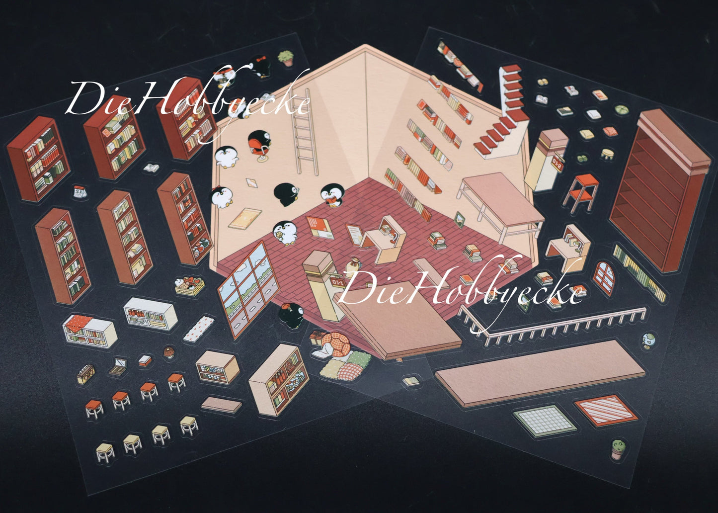 3D Scene Sticker Motiv Buchladen