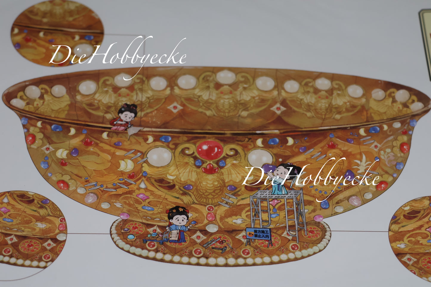 3D Scene Sticker als Puzzle chinesische Goldschale