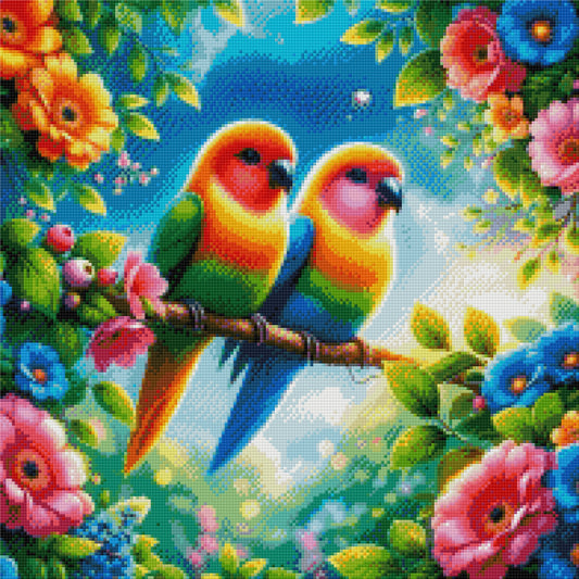 Diamond Painting Bild Papageien-Pärchen Kiwi&Mango