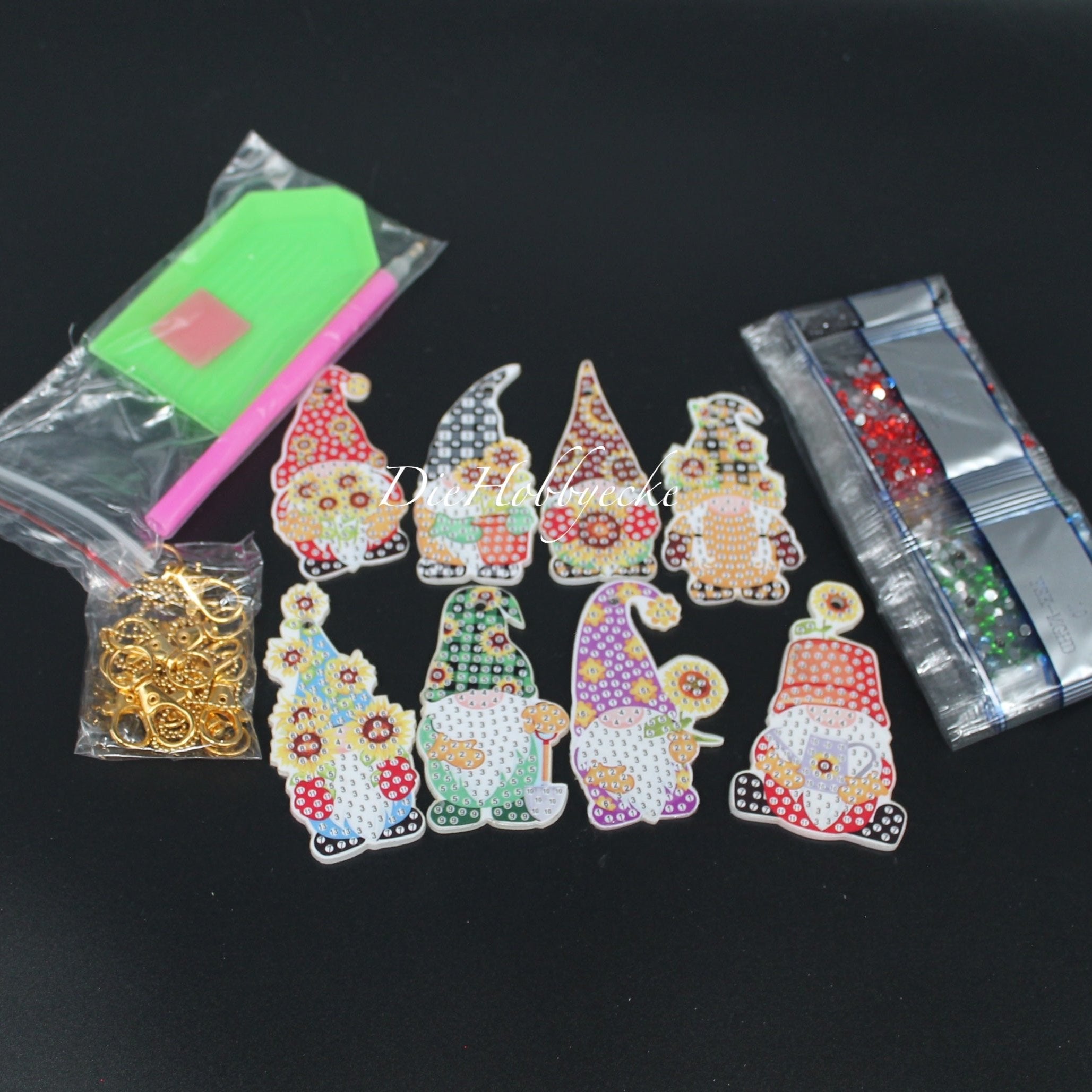 Diamond Painting Anhänger Gnom & Kaffee - Bastelset Mit Kette