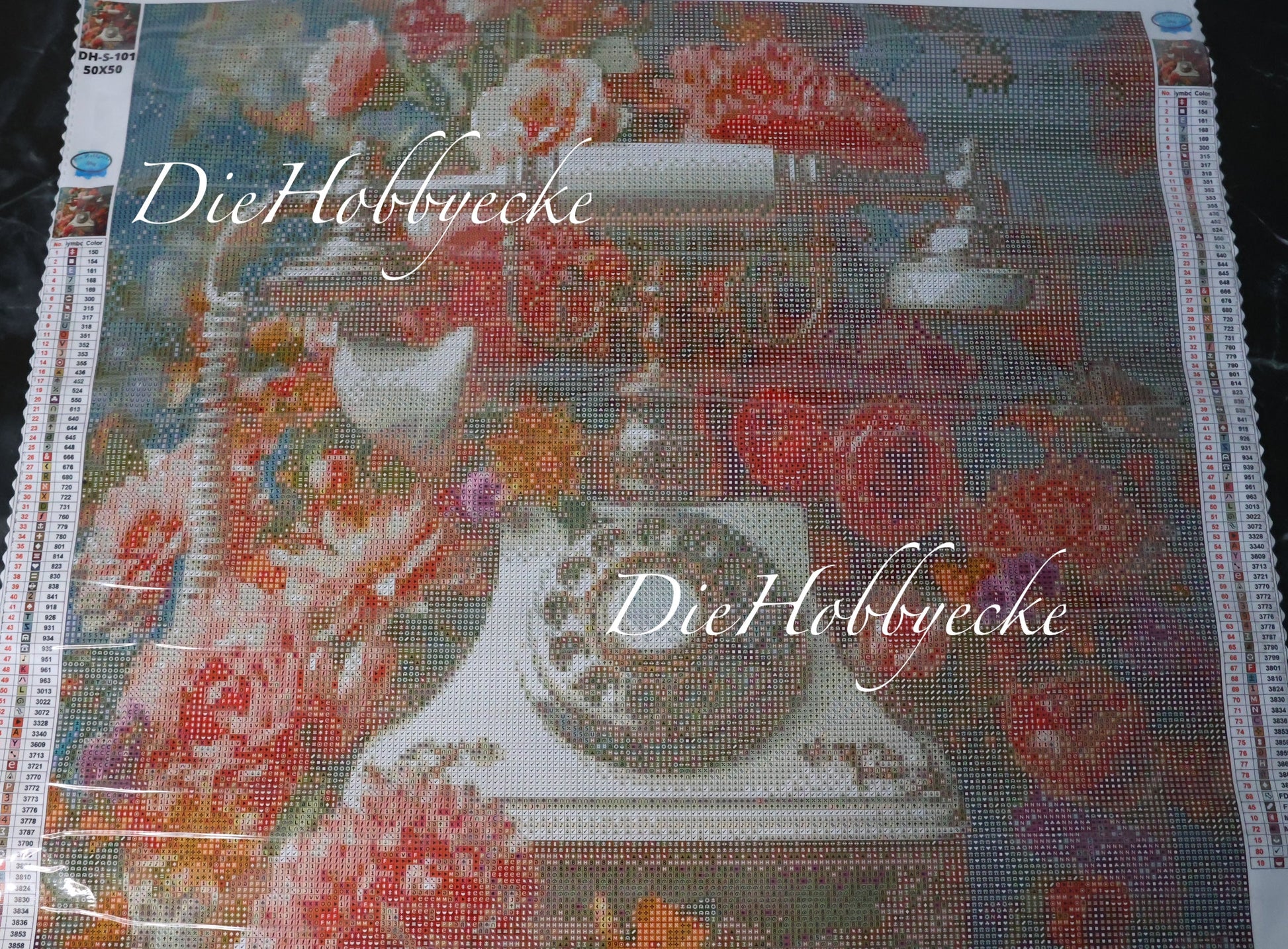 Diamond Painting Bild antikes Blumen-Telefon