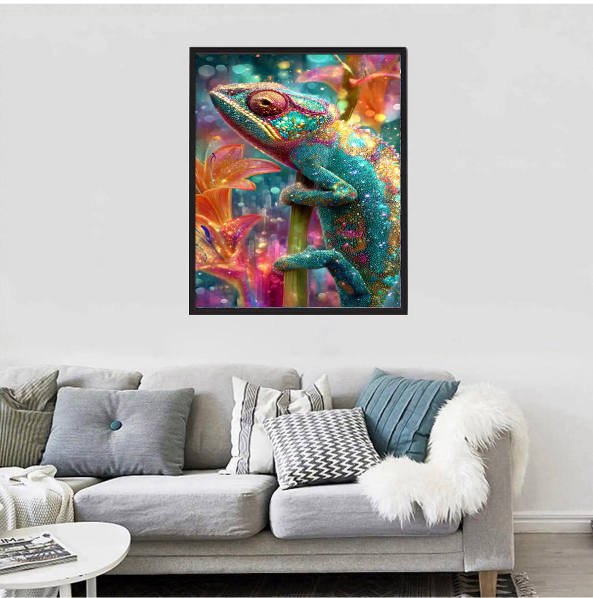 Diamond Painting Bild Chamäleon Hugo