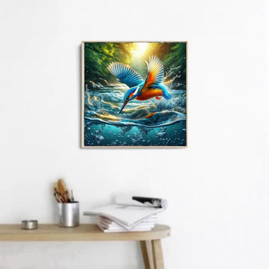 Diamond Painting 48,5x48,5 Bild Eisvogel Torpedo in blau/orange with Oversas_Plopp
