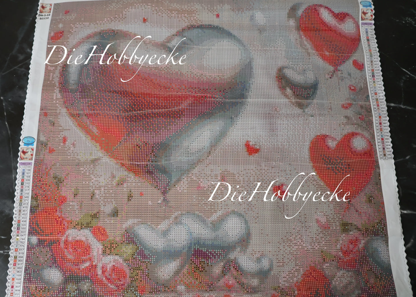 Diamond Painting Bild Kristall-Valentinsherzen