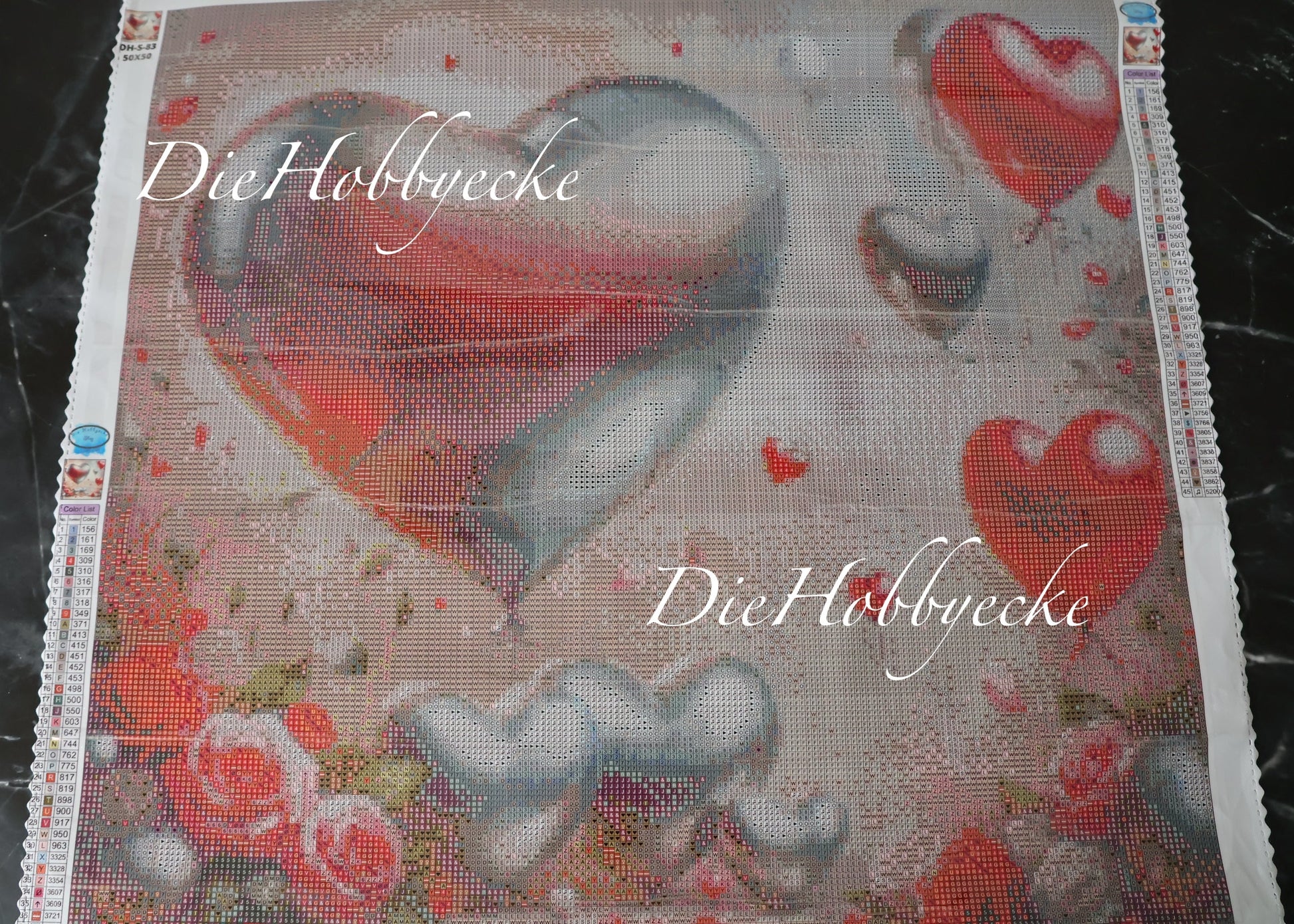 Diamond Painting Bild Kristall-Valentinsherzen