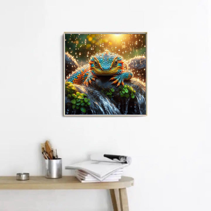 Diamond Painting Bild Salamander Mando im Regen