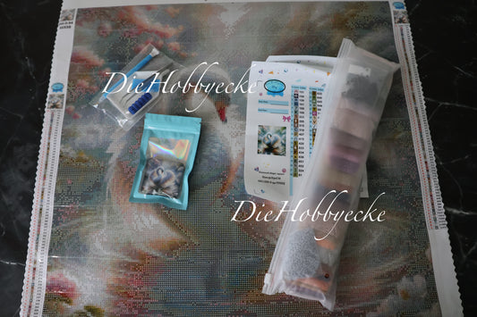Diamond Painting 48,5x48,5 Bild VORVERKAUF stolzer Schwan im Blütensee with Oversas_Plopp