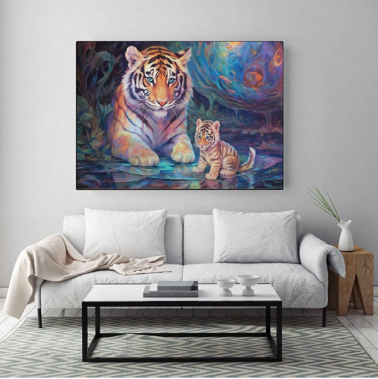Diamond Painting Bild Tigermama Azura und Baby Lumo