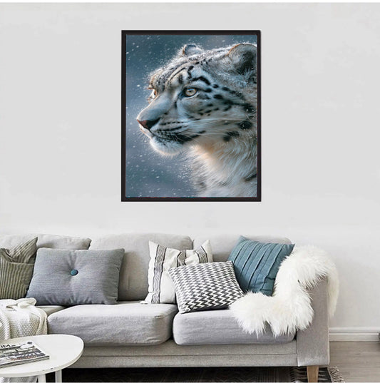 Diamond Painting Bild Violetta, der Schneeleopard