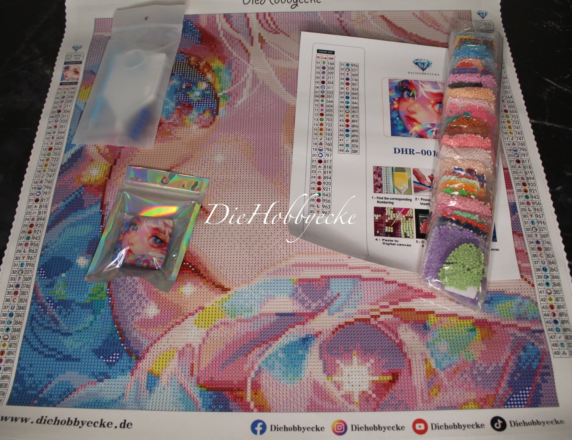 Diamond Painting Bild buntes Maedchen