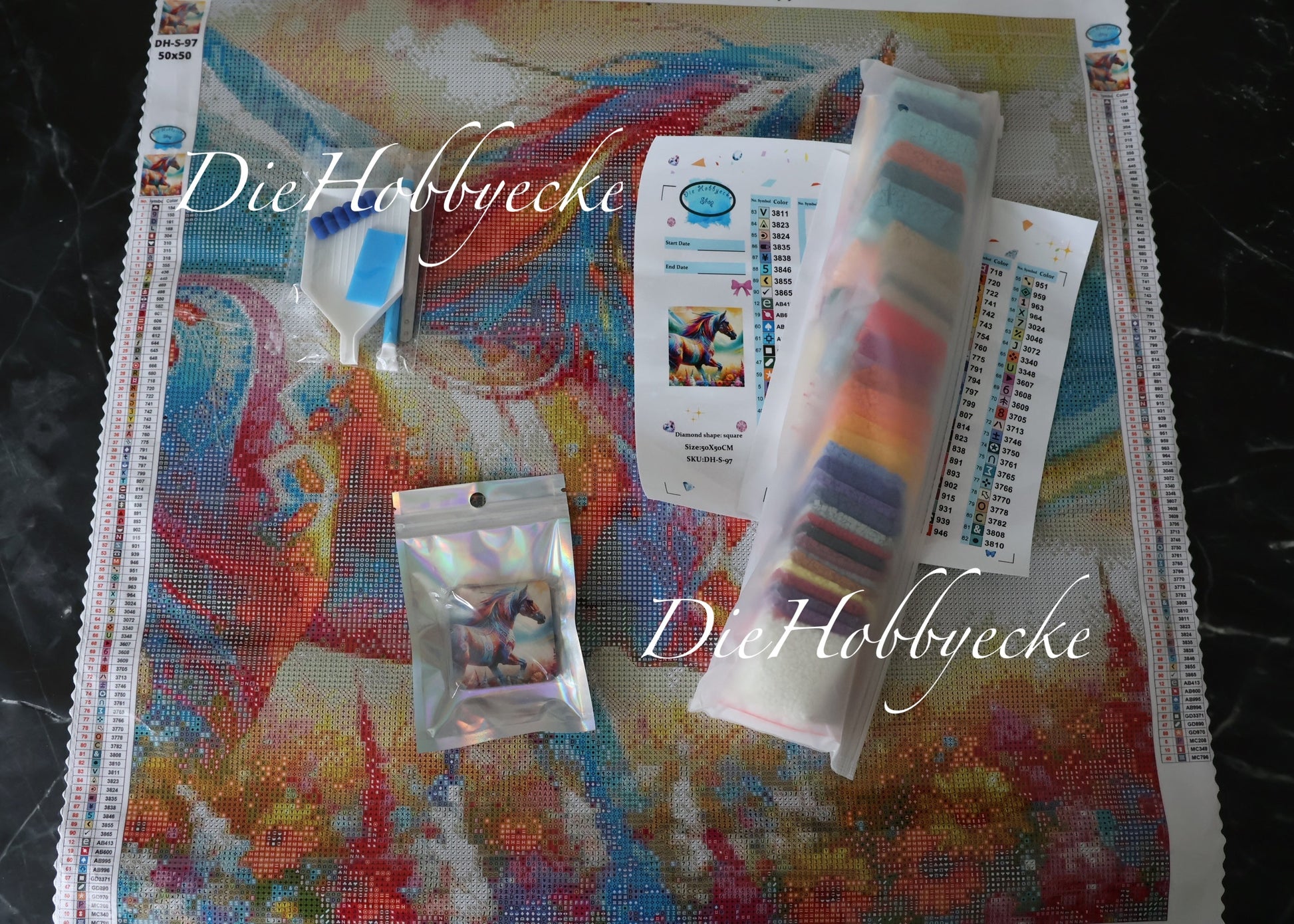 Diamond Painting Bild Aurora, ein Pferd voller Farbe