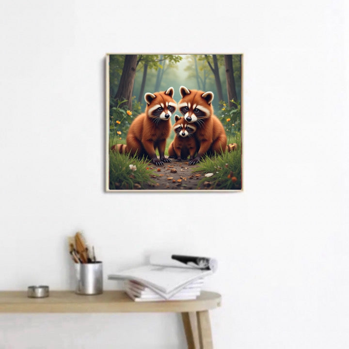 Diamond Painting Bild rote Pandafamile