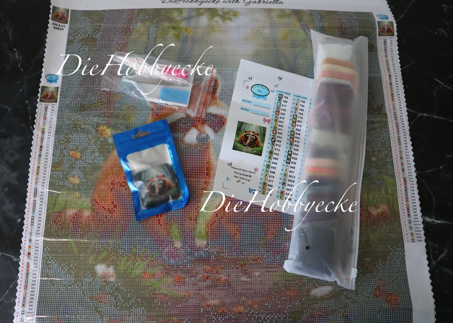 Diamond Painting Bild Rote Pandafamilie