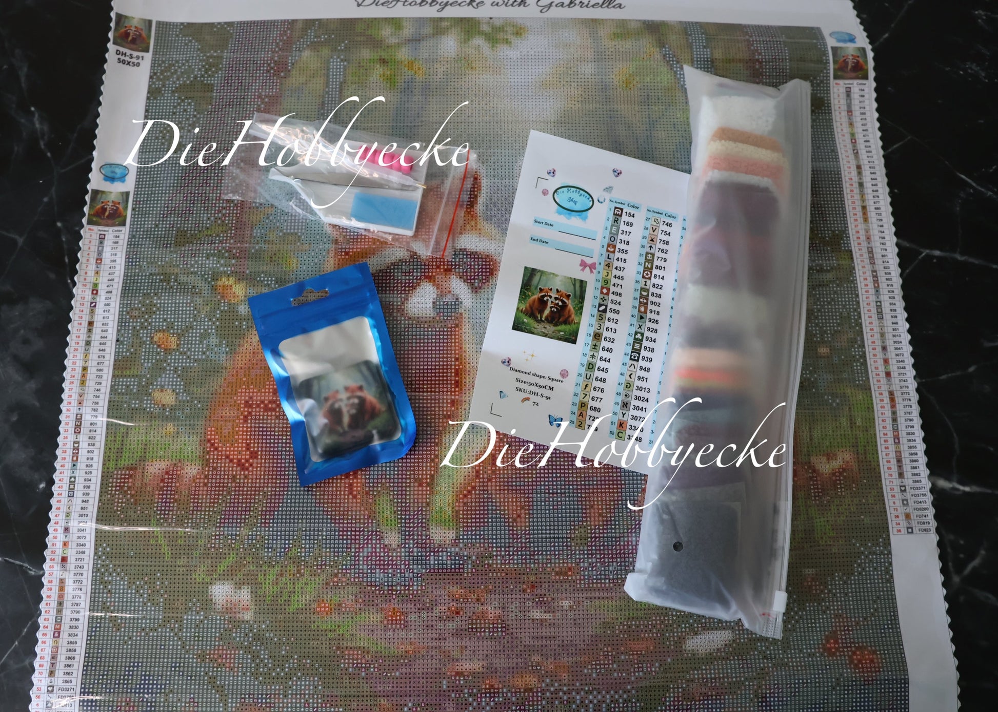 Diamond Painting Bild Rote Pandafamilie