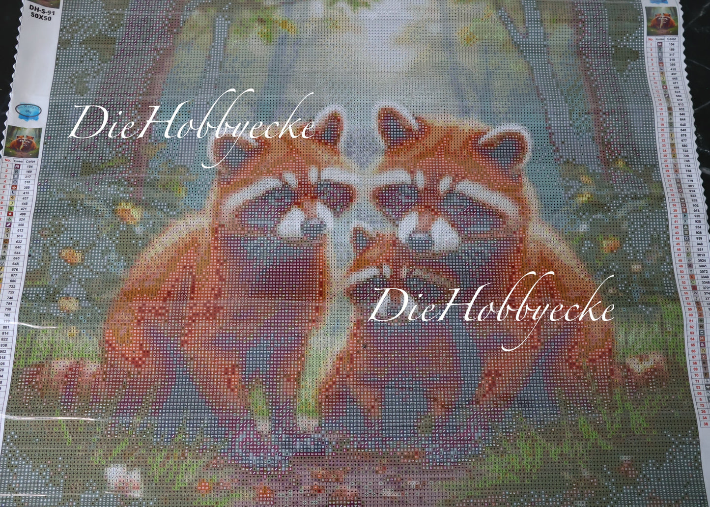 Diamond Painting Bild Rote Pandafamilie