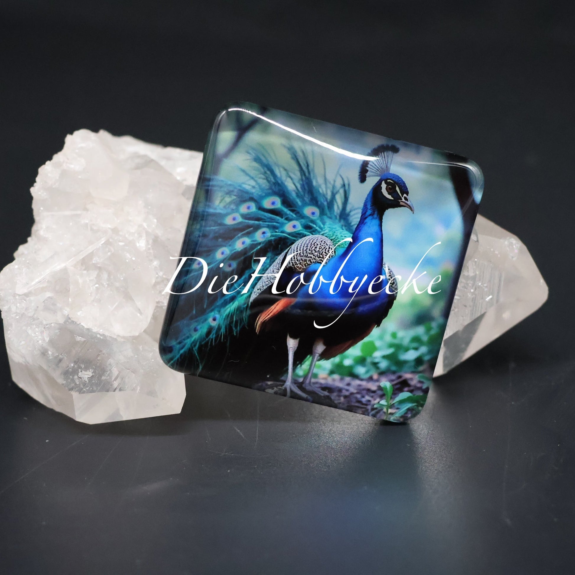 Diamond Painting Cover Minder Kaami, der stolze Pfau