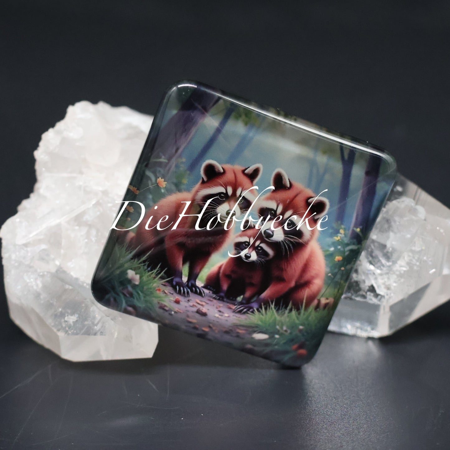 Diamond Painting Cover Minder Rote Pandafamilie